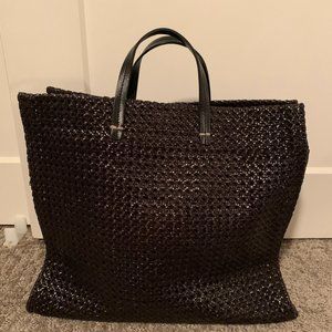 Clare V Simple Tote in Black Rattan